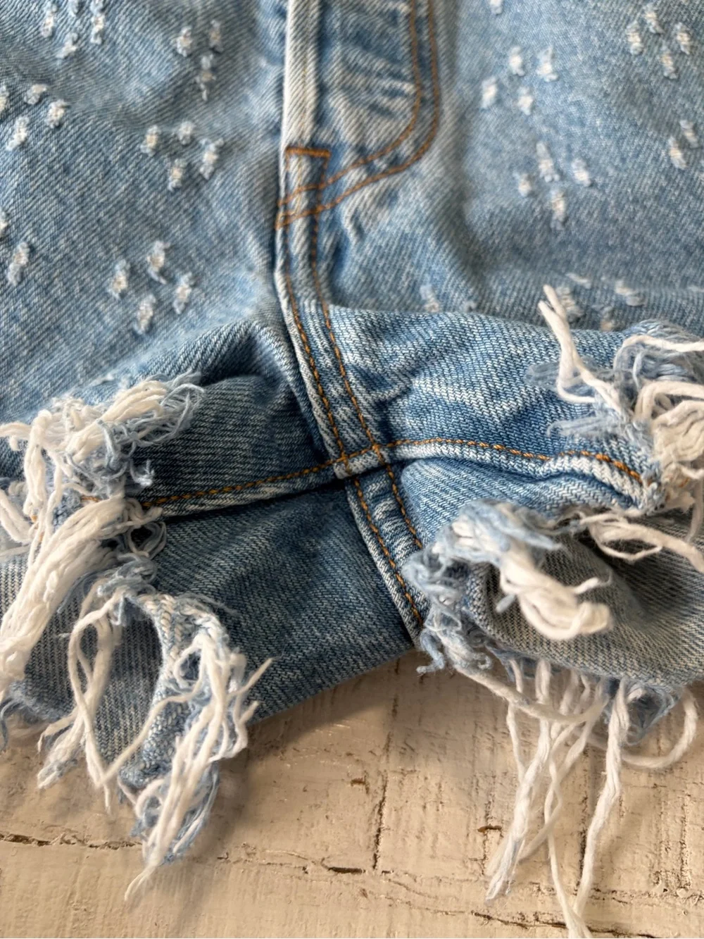 Levi’s 501 Premium Denim Jean Shorts size 31 Cut Off‎ Dottie Blues Distressed